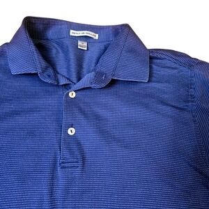 Peter Millar Mens Blue Micro Dot Cotton Polo Shirt Size M Short Sleeve Golf
